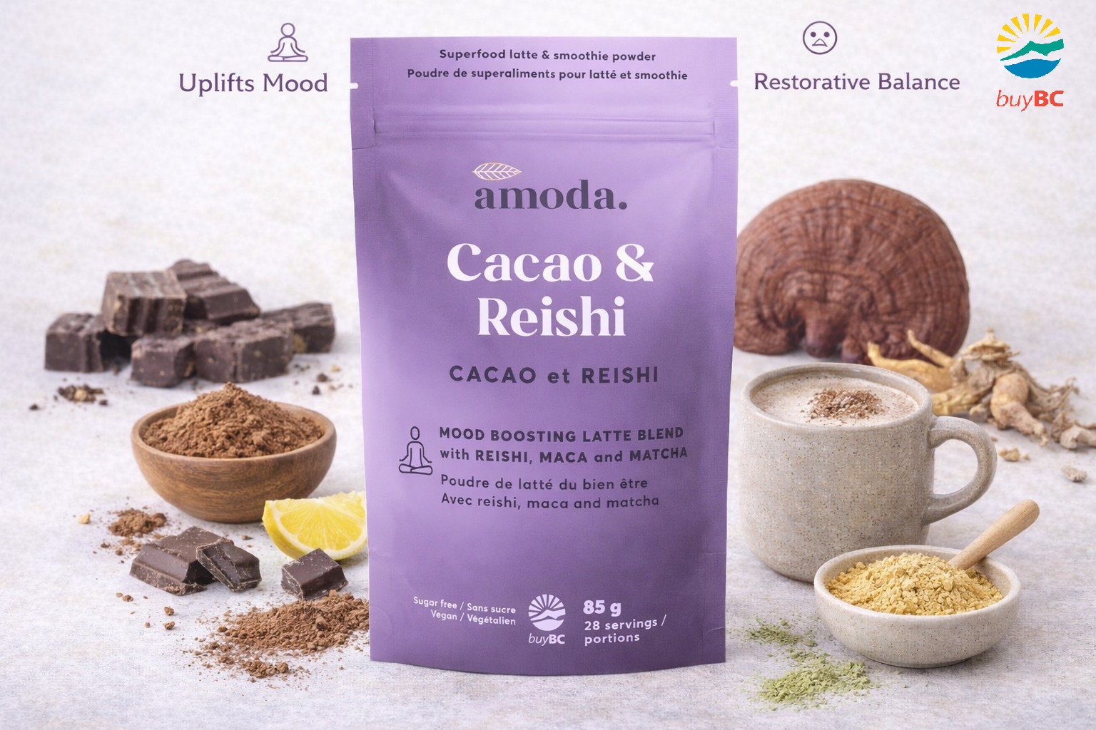 Cacao & Reishi | mood boosting matcha hot cacao blend